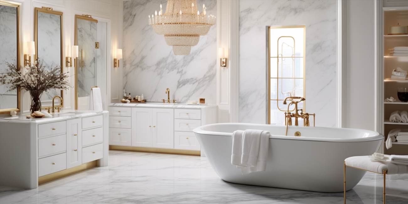Białło-złota łazienka: oaza luksusu i elegancji